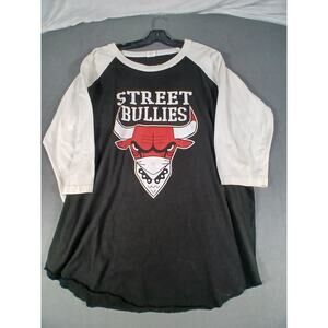 Retro Y2K Street Bullies Graphic 3/4 Sleeve Raglan T Shirt SZ XXL Skater Hip Hop